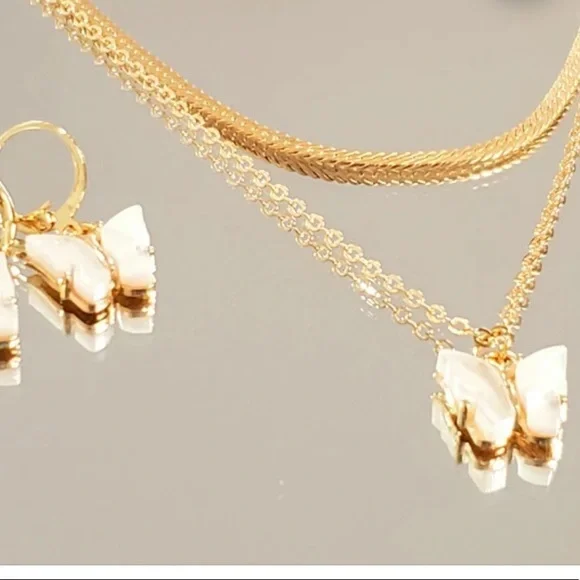 Necklace and earring set, butterfly - Picture 2 of 14